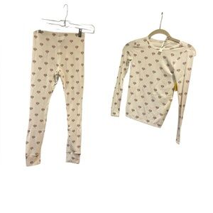 NWT SKIMS kids pajama set MARBLE HEART BANNER Size 10